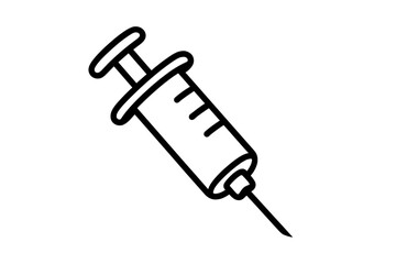 Syringe icon medical vector. Vaccination and immunization concept. Simple line illustration of injection, vaccine shot, or drug dose. Healthcare and medicine symbol isolated.