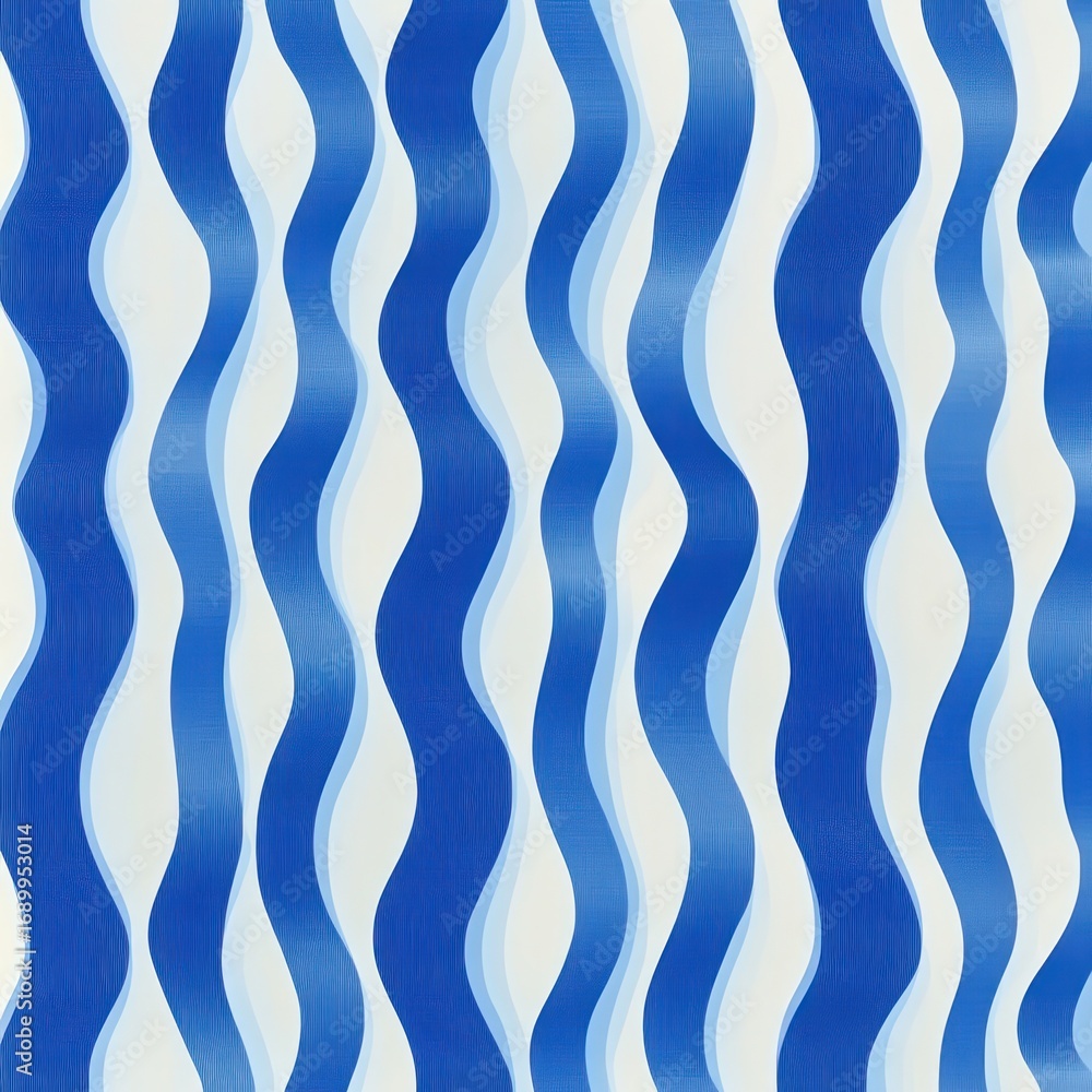 Aufkleber pattern of vertical wavy blue and white stripes creating an abstract rhythmic texture with smooth cu