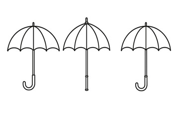 Umbrella icon set. Simple line art parasol collection. Open bumbershoot outline symbol for weather, rain protection. Minimalist vector graphic element for design, web, apps.