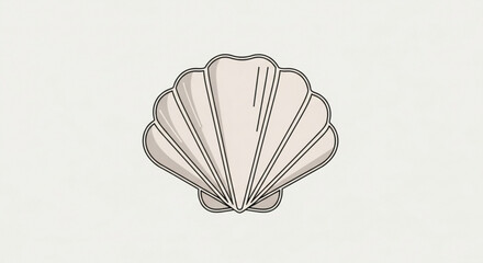 Seashell vector illustration of a scallop shell for design projects and summer themed graphic elements vector