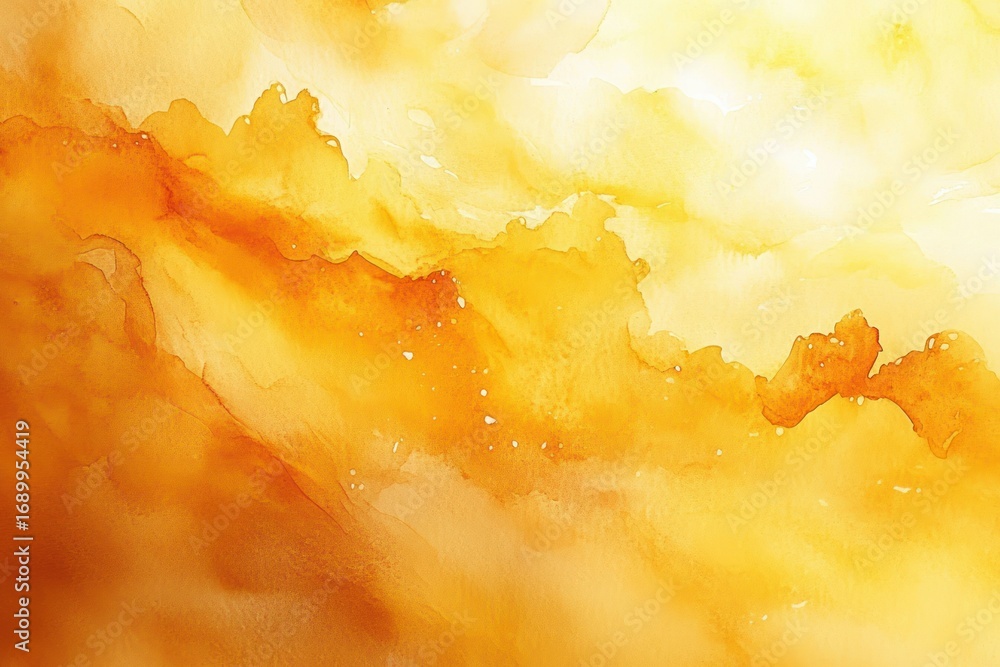 Aufkleber warm gradient of orange and yellow watercolor texture with flowing cloudy patterns and soft blending