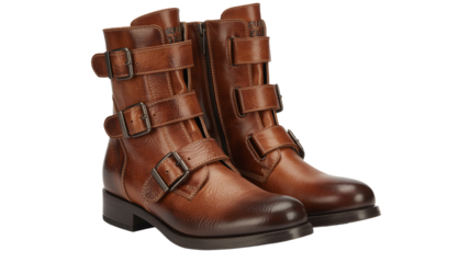 Stylish brown leather boots with buckles for a vintage fashion statement