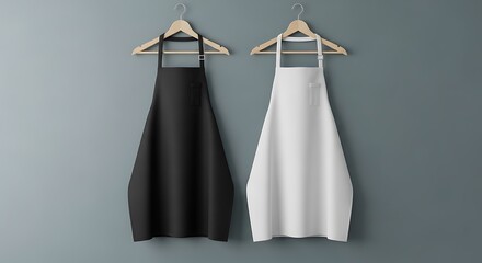 Black and White Aprons Hanging.