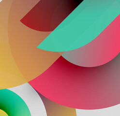 Abstract shapes overlap, creating vibrant color blends. Soft gradients suggest depth, simple composition.