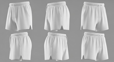 White Athletic Shorts - Multiple Angles.