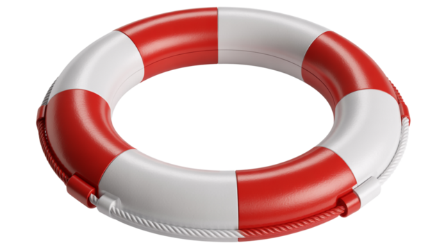 Red and white life preserver provides safety and security near water