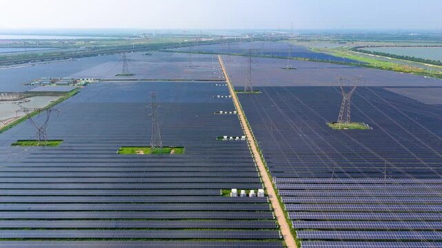 Photovoltaic solar panels in Tianjin Binhai New Area