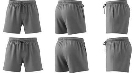 Gray Mens Shorts - Various Views.