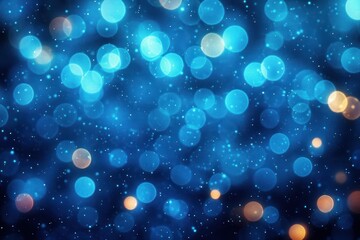 Abstract blurry blue and orange bokeh lights creating a glowing, dreamy atmosphere with soft focus and sparkling effects