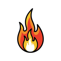 Cartoon Flame with Black Outline and Gradient Colors