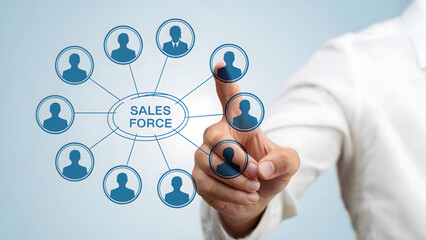 Engage your sales team with modern digital workforce connection concept