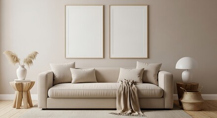 Beige Living Room Interior Design.