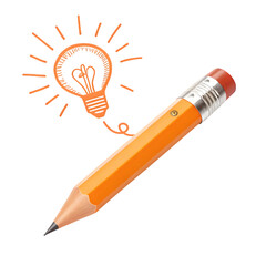 Pencil, Lightbulb Idea: Creativity, Inspiration, Innovation Concept on transparent background