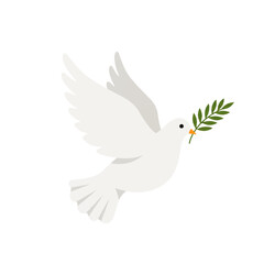 Obraz premium White Dove with Olive Branch Symbolizing Peace.