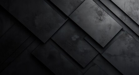 abstract arrangement of overlapping dark metal plates with textured surfaces creating a modern geometric pattern
