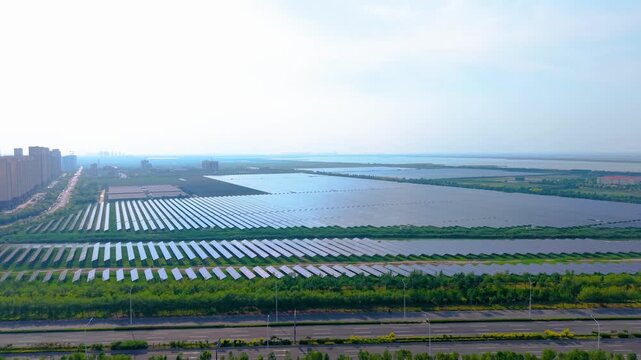 Photovoltaic solar panels in Tianjin Binhai New Area
