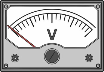 Fototapeta premium Voltmeter Electrical Measurement Illustration. Scientific Voltmeter Device Creative Artwork. Classic Voltmeter Laboratory Instrument Design. Digital Voltmeter Technical Illustration. Analog Voltmeter