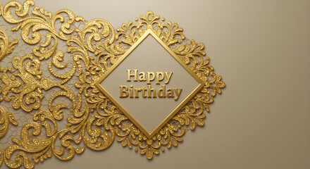 Celebrate with a stunning gold Happy Birthday greeting card design for elegant milestone celebrations