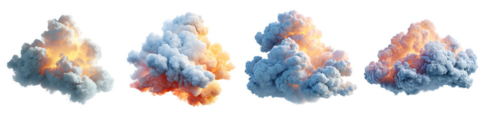 Obraz premium Dramatic Cloud Explosion Set on White