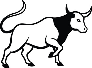 vector silhouette of a bull