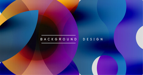 Obraz premium Abstract colorful circles overlap creating dynamic visual effect. Text reads background design centered within composition.