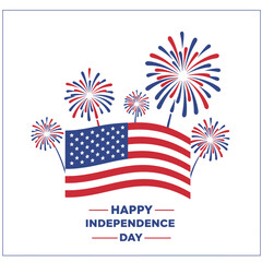 A festive design featuring fireworks and the American flag, celebrating Independence Day.