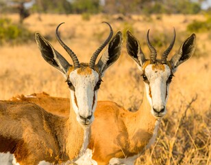 Springbok Portrait in African Savanna (1)