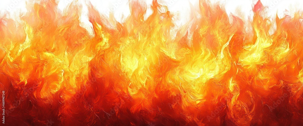 Poster Intense bright and dark orange flames with swirling patterns creating a dramatic and powerful fire display