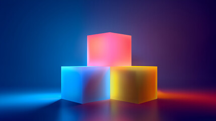 Obraz premium Vibrant glowing cubes in abstract composition