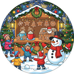 Fototapeta premium Santa claus on a snowy rooftop at night with gifts