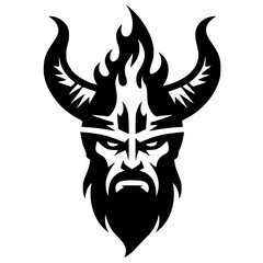 Fiery viking silhouette