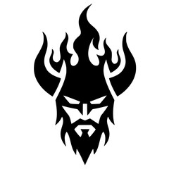 Viking demon face silhouette