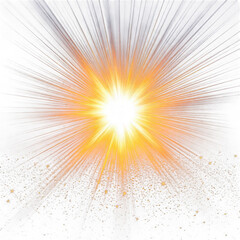Bright sunlight PNG with star shine, space flare, and glowing flash isolated on white and transparent background.