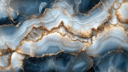 Obraz premium Close-up of textured mineral surface with layered blue, white, and golden brown crystals creating natural abstract patterns