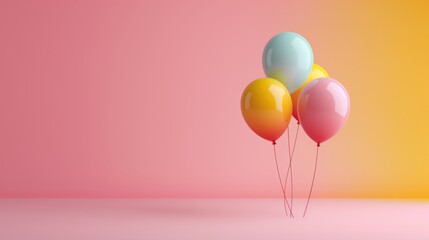 Bright and Cheerful Birthday Celebration With Stylish Balloons in Pink and Yellow Tones
