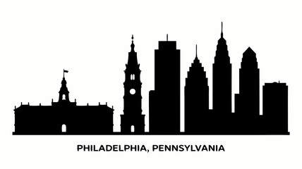 Fototapeta premium Philadelphia Skyline Vector Illustration A Detailed Cityscape Silhouette