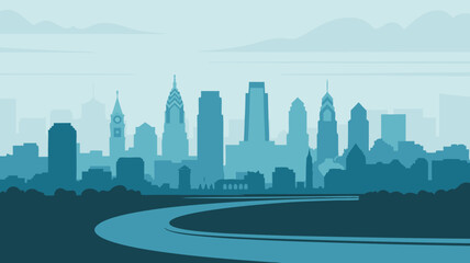 Obraz premium Philadelphia Skyline Vector A Stunning Cityscape Illustration
