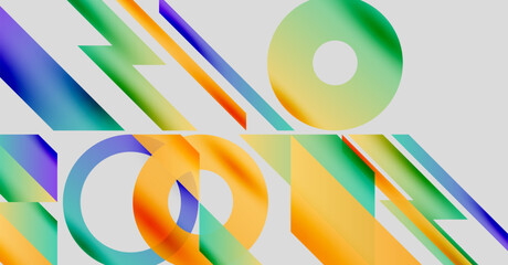 Abstract colorful design. Overlapping shapes create dynamic visual impact. Gradient hues blend, forming modern composition.