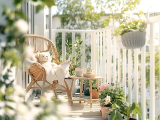 a garden with chairs and teddy bears