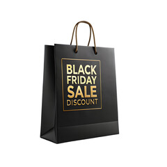 Black Friday Sale: Elegant Shopping Bag Design on transparent background