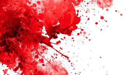 An abstract splash of red paint with dynamic splatter effects against a white background, evoking a sense of energy and creativity.