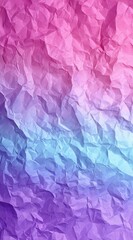Fototapeta premium Crumpled paper texture transitions from pink to blue to purple. Light source creates a soft ombre effect