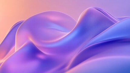 Smooth flowing abstract fabric-like surface with soft gradients of purple and blue hues blending into warm peach background, evoking a sense of calm and fluidity