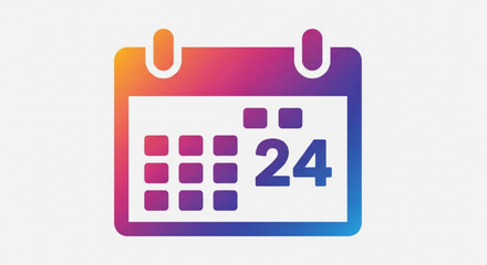 Colorful calendar icon showing the 24th day, perfect for reminders, events, and planning related designs
