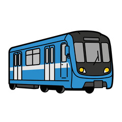 Blue and Black Subway Train Cartoon Illustration
