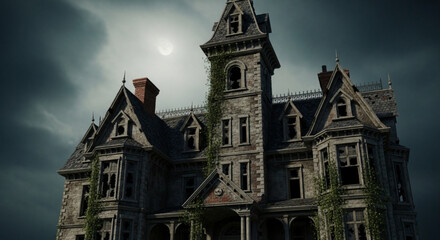Explore haunted house mansion spooky abandoned building architecture creepy dark night scene photography