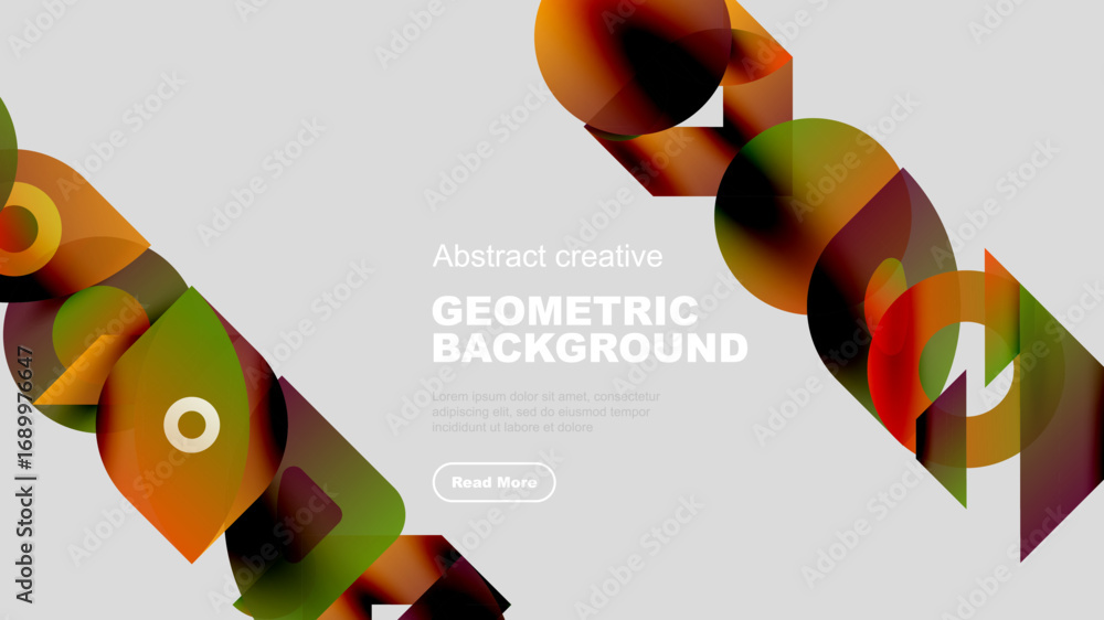 Poster abstract geometric shapes create dynamic background. vibrant colors blend, forming modern design ele
