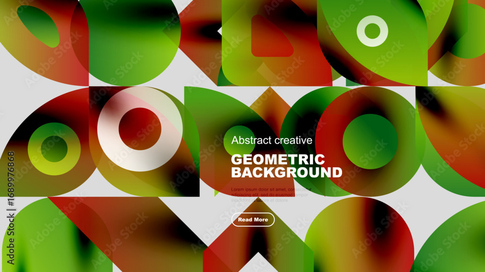 Poster Abstract geometric shapes overlap, creating vibrant colorful background. Modern design with gradients, suitable for digital projects.