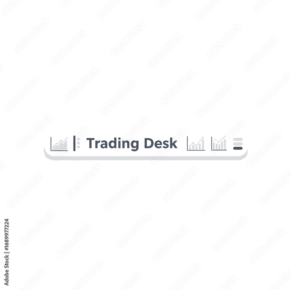 Poster a digital interface showing a trading desk with graphs and metrics.