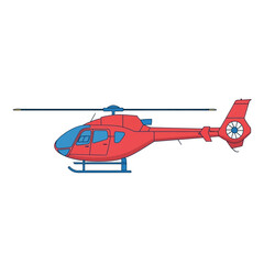 Red and Blue Cartoon Helicopter Illustration